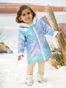 Baby Girl Thicken Laser Hooded Warm Outerwear Jacket - Multicolor - View 5