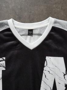 Manfinity VCAY Men's Digital Print Loose Fit V-Neck Long Sleeve Pullover Sweatshirt, For Fall Winter - Multicolor - View 10