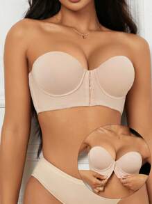 1pc Comfortable Front Button-Up Liftup Bra, Underwire Supports & Lifts, Adjusting Size