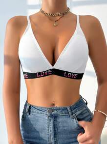Wedaily 2pcs Women Casual & Comfortable Bra Set, Affordable, Letters Print, Everyday Wear - Multicolor - View 4