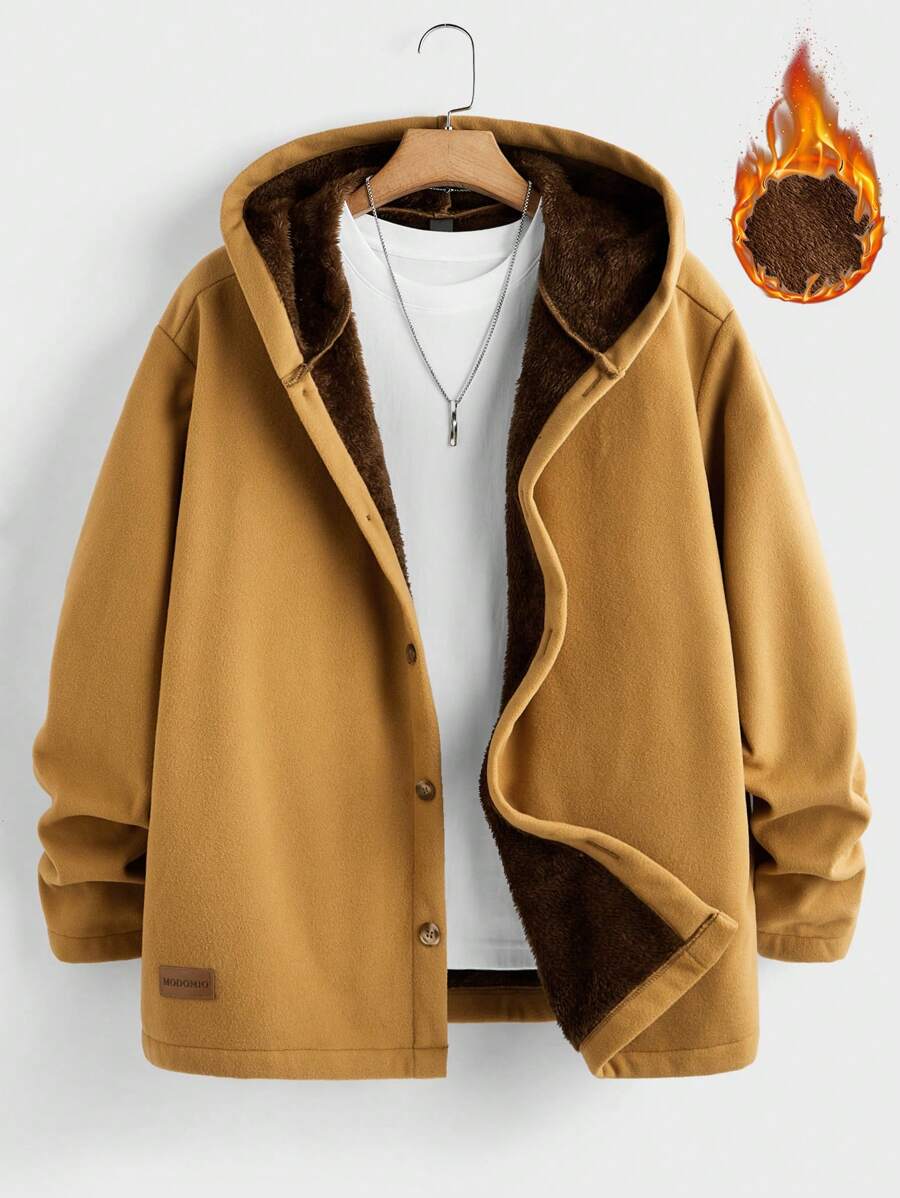 Manfinity VCAY Herren Jacke mit geräumiger Passform, offener Vorderseite, thermisch gefüttert, mit Reißverschluss, geeignet für Herbst, Winter & Weihnachten, als Geschenk