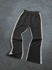 Manfinity EMRG Men's Flame & Letter Print Contrast Color Drawstring Loose Sweatpants