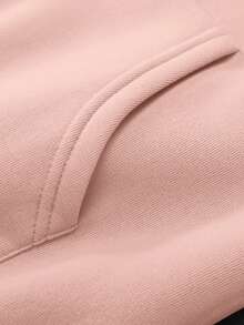 Manfinity Homme Áo hoodie nỉ họa tiết hoa bỏ túi trang trí tối giản cho nam - Hồng - Xem 3