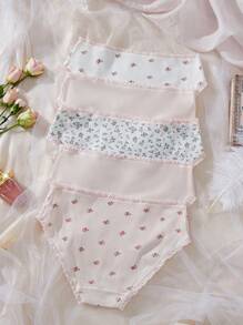 5 Stücke Ditsy Floral Muster Spitzenunterhose für große Größen