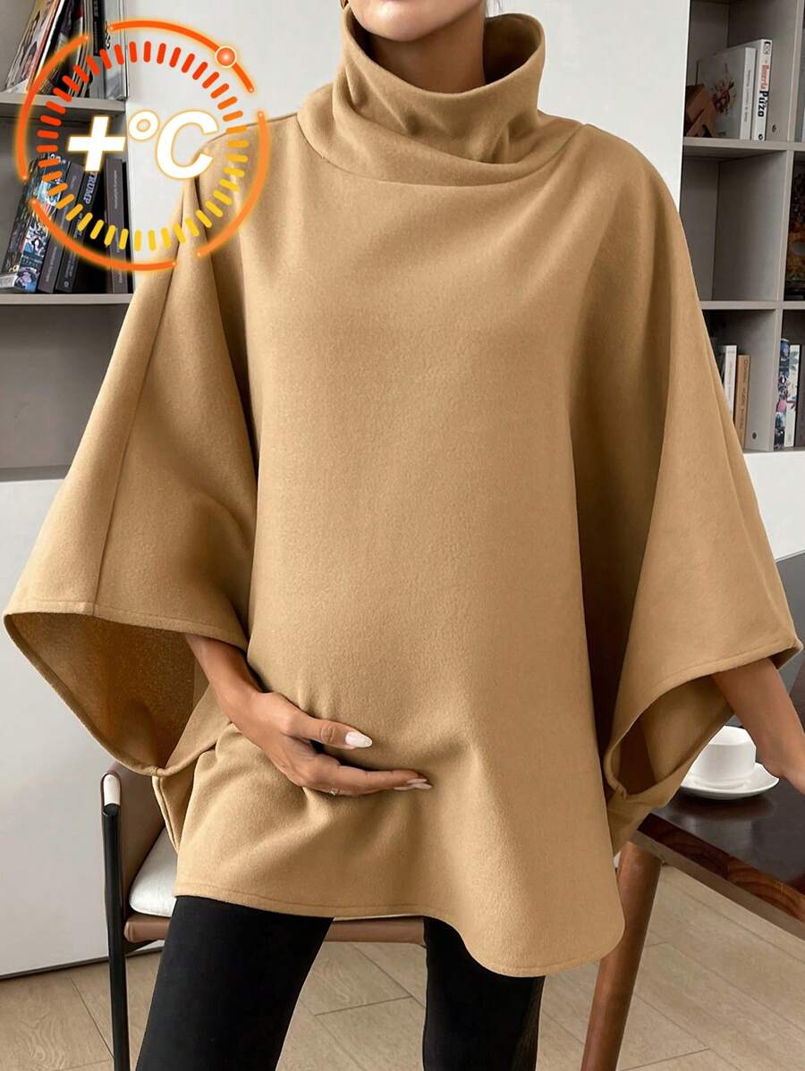 SHEIN 孕妇夹克，卡其色冬季保暖斗篷 - 卡其色 - 查看 1