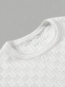 EURMUSE Herren Pullover mit strukturiertem Rundhalsausschnitt in Normalgröße - Weiss - Übersicht 4
