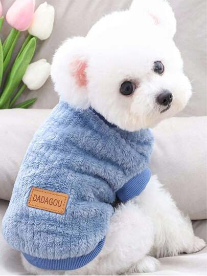 Knitwear Plush Pet Sweatshirt, For Small & Medium Dogs Christmas For Holiday Gift Giving