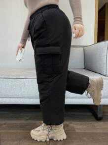 Flirla Pantalones con plumón para servicios, versátiles y a prueba de viento para actividades al aire libre en invierno