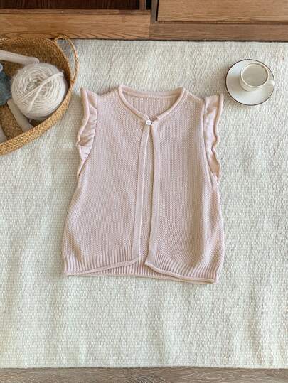 SHEIN 年轻女孩纯色盖袖单排扣休闲开衫，秋冬