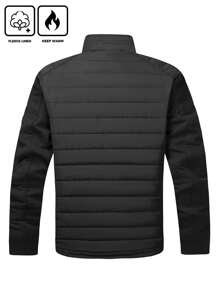 Manfinity Homme Cappotto imbottito casual con collo alto, chiusura lampo e maniche lunghe per uomo, adatto per l'inverno