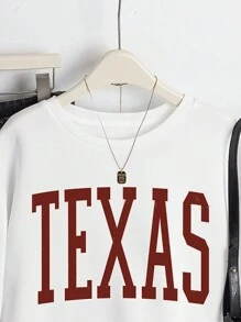 INAWLY Sudadera casual de mujer con cuello redondo y manga larga con estampado de letras, para uso diario, tops de manga larga, graduación, maestro, regreso a la escuela, otoño - Blanco - Ver 3
