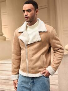Manfinity VCAY Men's Casual Loose Fit Long Sleeve Open Front Jacket, Fashion Young Style Everyday Wear