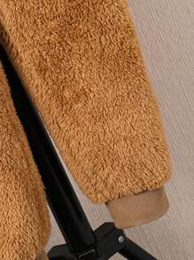 SHEIN 年轻男孩可爱熊刺绣连帽连体衣，休闲连体衣，适合学校、花园、海滩、生日、春夏秋冬