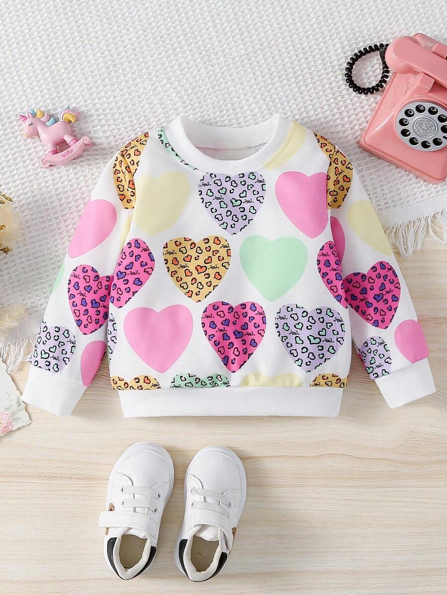 SHEIN 2023 Nieuwe herfstmeisjes kindertrui, schattige babytrui met hartpatroon