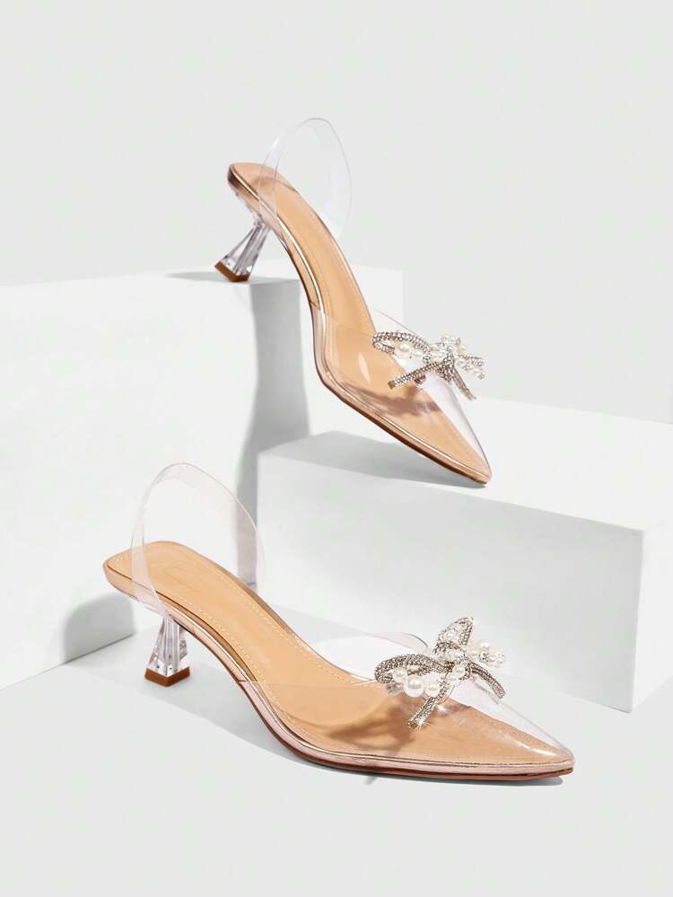 CUCCOO SZL Champagne Transparent TPU Pointed Toe Ankle Strap Shoes, Fashion Casual Commuting Date Party Wedding Vacation Shoes For Women Spring Shoes Spring Break Easter Prom Heels For Christmas Spring Shoes