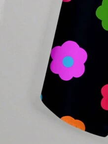 Manfinity Chillmode 男士全花卉印花短袖休闲度假衬衫，夏季 - 黑色 - 查看 4