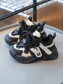 Giày thể thao trẻ em mùa đông ngoài trời thời trang thường ngày màu tương phản, lót nhiệt ấm áp đa năng đế bằng đế thấp có móc và vòng chạy bộ - Nhiều màu - Xem 3