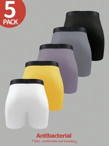 5pcs Men Comfortable Soft Letter Graphic & Cartoon Printed Boxer Briefs - Multicolor - View 2