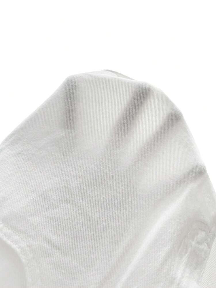 Solid Roll Up Hem Denim Shorts