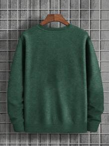EURMUSE Cotton Men Solid Thermal Lined Sweatshirt - Dark Green - View 2