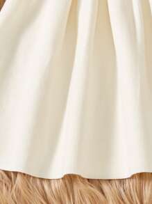 SHEIN Young Girls Fashion Elegant Sweater Dress With Pearl Decor Peter Pan Collar Long Sleeve Knit Pullover - Beige - View 3