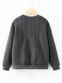 SHEIN Tween Boy Basic Casual Textured Half-Turtleneck Sweatshirt