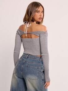 MUSERA Geripptes Neckholder Strick schulterfreies Top für Urlaub Frühling Sommer Herbst