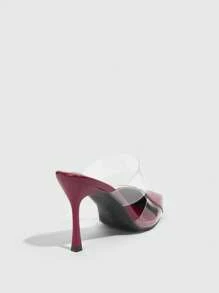 CUCCOO SZL 女士纯色尖头时尚百搭高跟鞋秋季勃艮第高跟鞋新年假期 - 酒紅色 - 查看 9