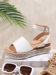 SHUZIA 露趾踝带厚底帆布凉鞋万圣节圣诞节秋冬 - 白色 - 查看 5