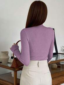 DAZY Women Slim Fit Pullover Sweater, Autumn New Arrival,Long Sleeve Tops,Fall Women Clothes - Purple - View 2