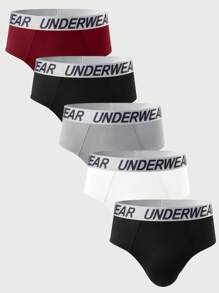 5pcs/Pack Men Letter Waistband Briefs
