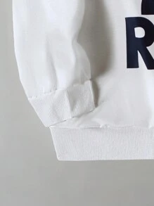 Sudadera blanca informal de cuello redondo talla grande, forrada térmica, holgada, cómoda, de moda, que estiliza la figura, sudadera navideña con estampado divertido de Papá Noel, Papá Noel con gafas de sol y estampado de bloques de color y estrellas, a juego con la familia