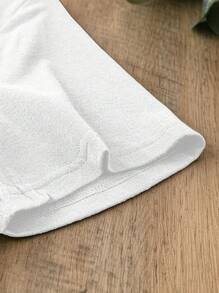 SHEIN LUNE Áo thun nữ tay ngắn cổ tròn in hình đầu lâu giản dị, phù hợp cho mùa hè - trắng - Xem 6