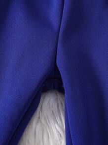 Baby Girl Solid Color Fleece Pants With Bow Decor, Casual Autumn/Winter - Royal Blue - View 6