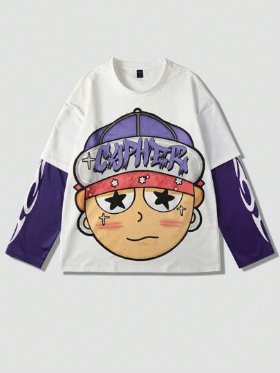 Street Life 1 Stück Herren Schweres Zweiteiler Langarm T-Shirt, Streetwear Stil