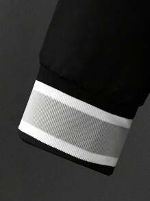 Manfinity Homme Áo khoác trùm đầu màu sắc thường ngày thu/đông cho nam - màu đen - Xem 5