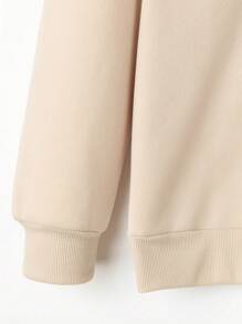 SHEIN LUNE Sudadera con capucha de manga larga de cuello redondo con estampado de lema minimalista casual, talla grande, otoño/invierno