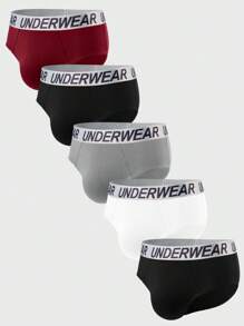 5pcs/Pack Men Letter Waistband Briefs