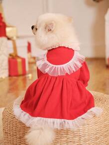 PETSIN 加大码圣诞红色彼得潘领可爱宠物连衣裙
