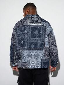 Manfinity VCAY 大码男式宽松宽版佩斯利花卉印花长袖衬衫 - 彩色 - 查看 3