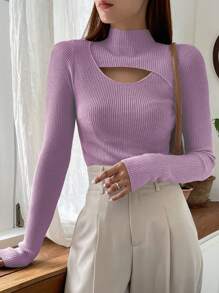 DAZY Women Slim Fit Pullover Sweater, Autumn New Arrival,Long Sleeve Tops,Fall Women Clothes - Purple - View 4