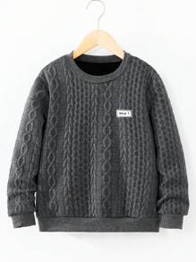 SHEIN Tween Boy Basic Casual Textured Half-Turtleneck Sweatshirt