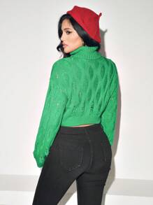 Zolique Women Solid Color Drop Shoulder Long Sleeve Casual High Neck Slouchy Sweater, Autumn/Winter Knit Pullover Fall Outfit