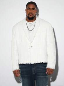 Manfinity NXTstreet Plus Size Men's Long Sleeve Woven Single-Button Blazer Jacket