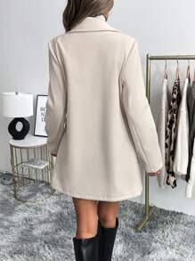 Easowa Apricot Casual Minimalist Workwear V-Neck Long Sleeve Jacket For Women, Autumn/Winter - Apricot - View 7