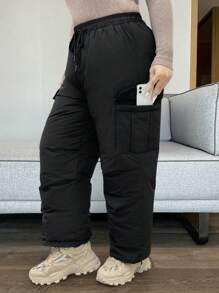 Flirla Pantalones con plumón para servicios, versátiles y a prueba de viento para actividades al aire libre en invierno