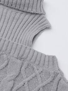 Vestido suéter de cuello alto con hombros abiertos de unicolor informal para adolescentes, otoño/invierno