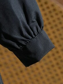 2 件套少女心刺绣不对称下摆上衣和纯色长袖连衣裙 - 寶藍色 - 查看 7