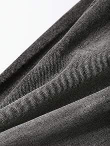 DAZY 女式休闲纯色拉链直筒宽松牛仔裤 - 灰色 - 查看 8