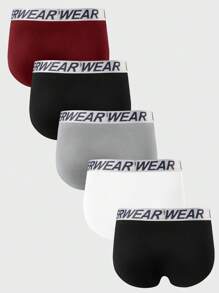5pcs/Pack Men Letter Waistband Briefs